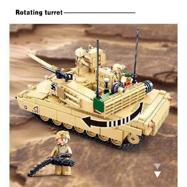 781pcs World War II 2 Military USA Abrams M1A2 Battle Tank Chariot Building Blocks Army Classic Accessories Model Kids Gift