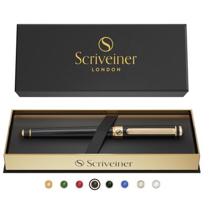 Scriveiner Rollerball Pen Finest 24K Gold Finish Schmidt Ink with Refill Wonderful Gift Set Perfect for Men Women Professional Executive Office