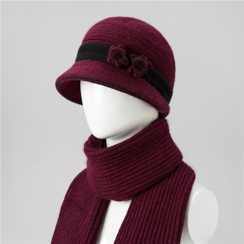 Hut Damen Herbst und Winter Fleece Warmer Hut Kältefest Gestrickter Hut Wollhut Damen