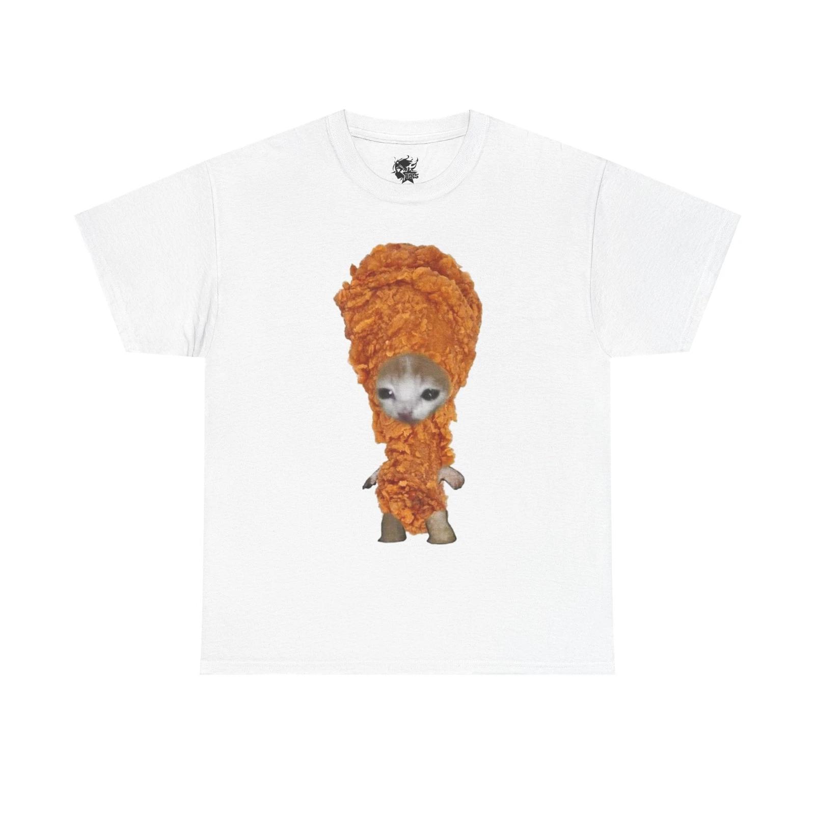 Cute Kitty Drumstick Meme Heavy Cotton Tee L