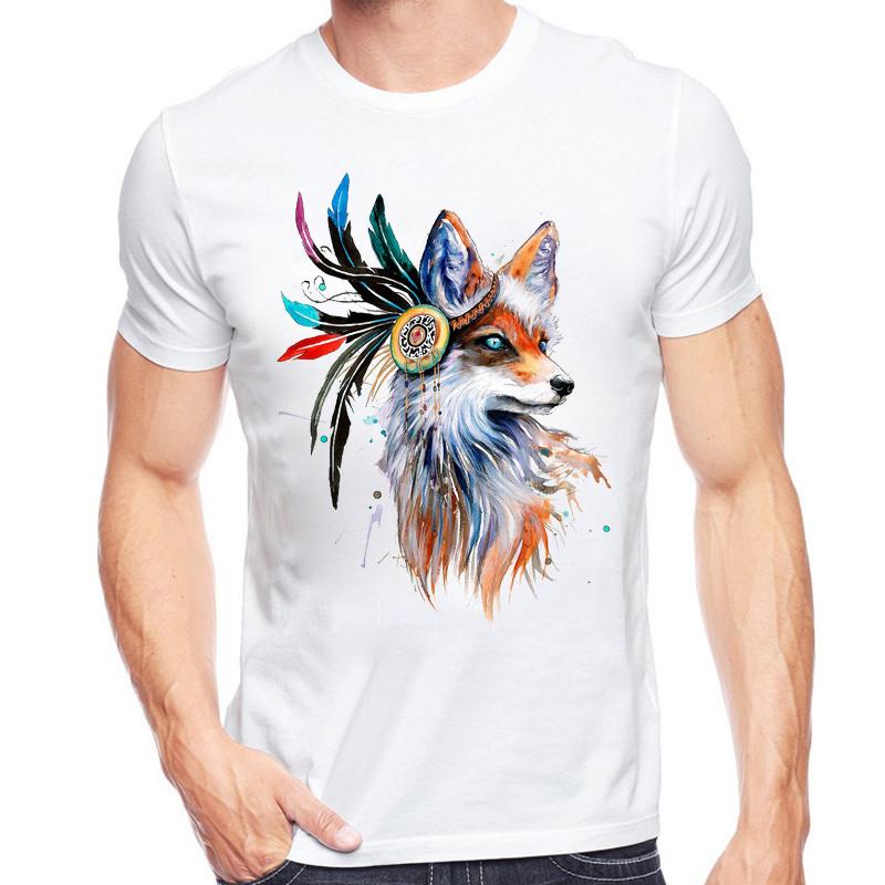 VagaryTees Neues Mode T-Shirt Herren Fuchs Tier T-Shirt fallende Blätter und Fuchs Grafik T-Shirt Unisex Streetwear Klassisches Hipster T-Shirt