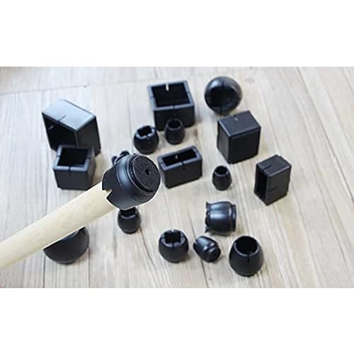 ASKRefine Chair Leg Covers, Set of 8, Square 16-21mm x 37-42mm, Black, with Felt, Chair Leg Caps, Guards, Noise Reduction, Prevents Floor Scratches (S