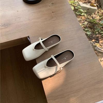 Mary Jane mit flachem Boden, Taschenkopf-Halbschuhe, Damen-Oberbekleidung, Frühjahr und Sommer 2025 neu, weich besohlt, eckige Zehenpartie, Schuhe, Sandalen