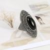 CopperCharming Black Stone Finger Ring Female Luxury Women Anniversary Party Accessories Vintage Style Jewelry