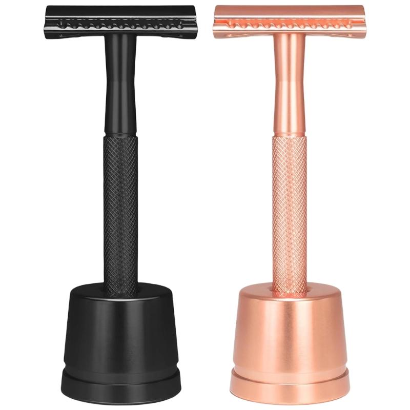 Luxurious Women's Metal Shaver With Stand and 5 Double Edge Blading Shaving Stand Comfortable Shave