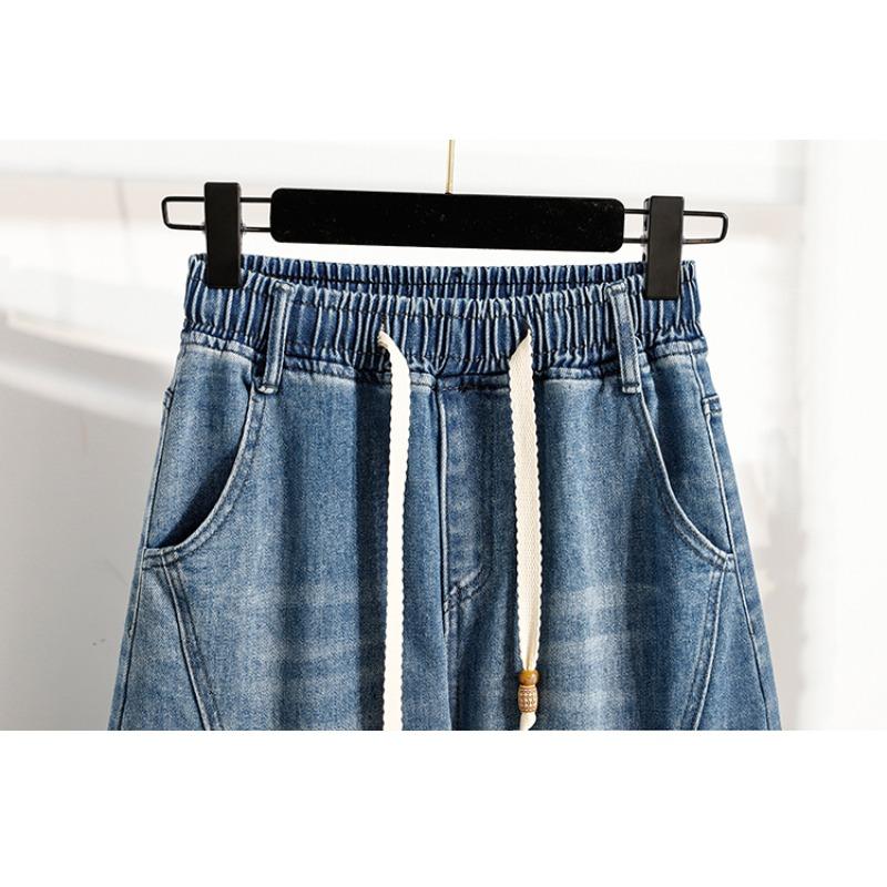 DIMANAF 2026 Primavera Estate Donna Taglie Forti Jeans Nuova Moda Pantaloni Lunghi da Donna Denim Cotone Oversize Gamba Larga