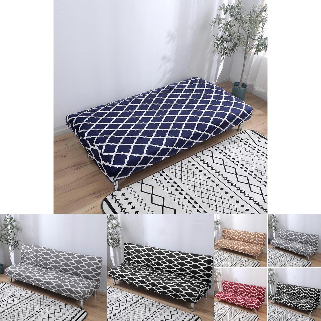 Premium Stretch Geometry Sofa Bed Cover Designed For Full Folding Armless Couches