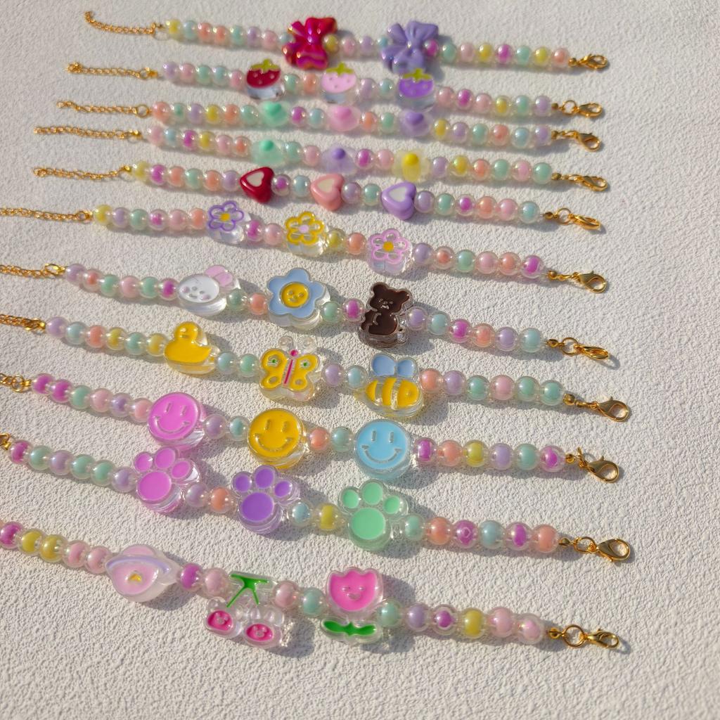 Pet necklace Colorful mixed-color flower pendant Beaded cat cat dog collar collar European and American sweet princess