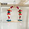 Wood Parrot Toy Hanging Swing Toy, Wooden Bird Perch Stand for Cage, Standing Branch Beads Blocks Chew Parakeet Cockatiel Budgie Macaws
