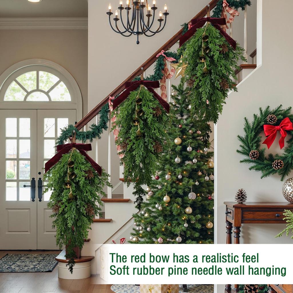 1pc50cm Simulated Soft-Glue Norfolk Needle Wall Hanging Christmas Tree Upside Down Vine Green Plant Holiday Decoration