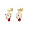Colorful Zirconia Heart Stud & Coil Clip Earrings - No Piercings Needed
