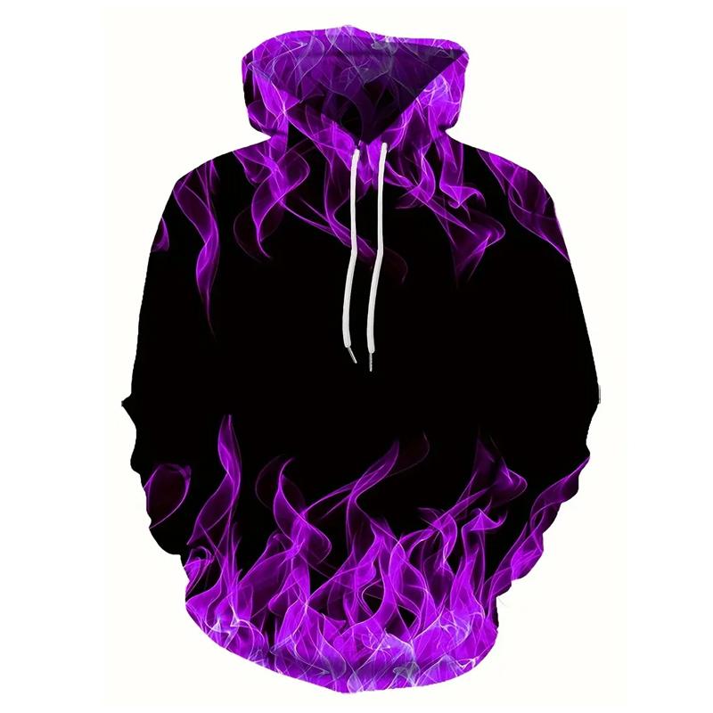 Fashionable Spring and Autumn Creative Flame Printed Hoodies Cool Men's Hoodies Popular