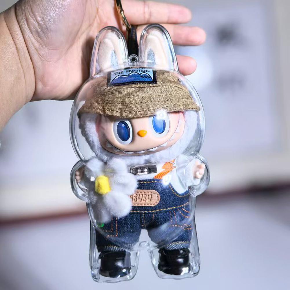 For Labubu Fall In Wild Transparent Protective Case Storage Case For Plush Dolls Display Bag No Doll Portable Cable Organizer Box