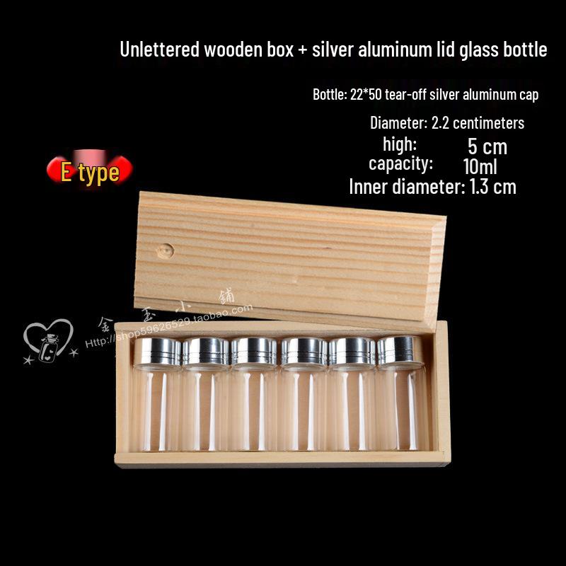 Agarwood Travel Bottle Set: Creative Gift with Wooden Box, Aluminum Lid & Wood Stopper.