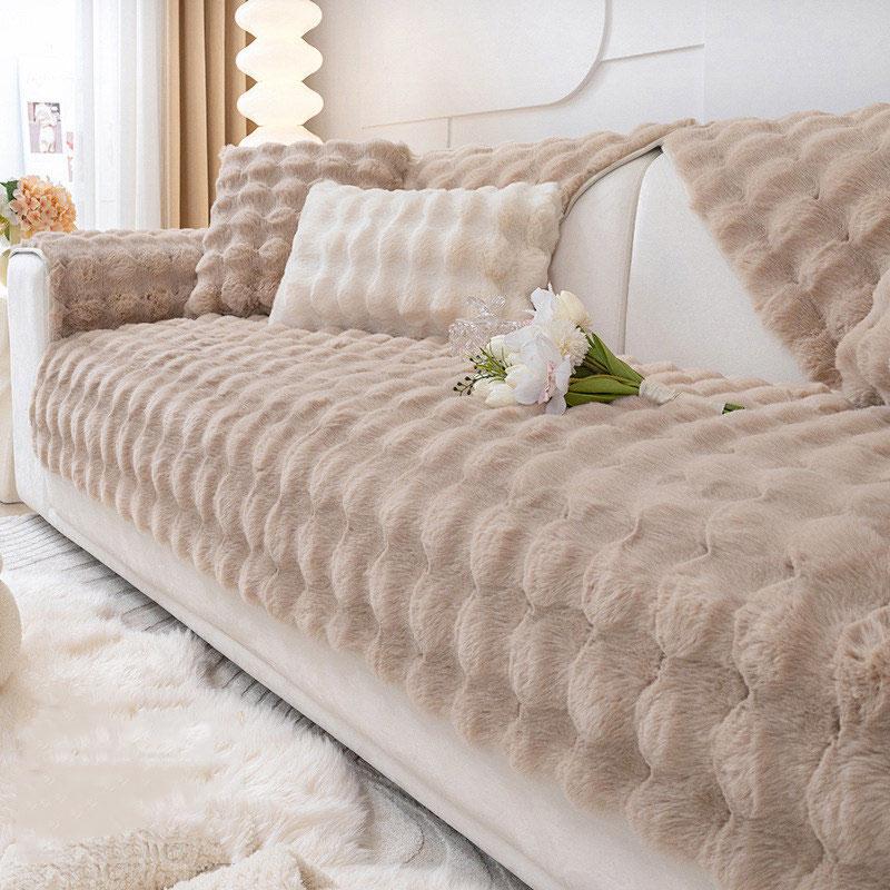 

Шикарный утолщенный плюшевый чехол для дивана на 1/2/3/4 места, ультрамягкий теплый угловой чехол для дивана, нескользящая защита для кресла, мебели кремового цвета 70x70