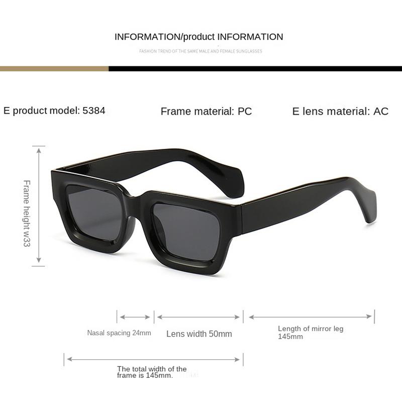 European American Woman Fashion Retro Square Sunglasses Male Punk Neutral Black Eyeglasses For Men Women Shade