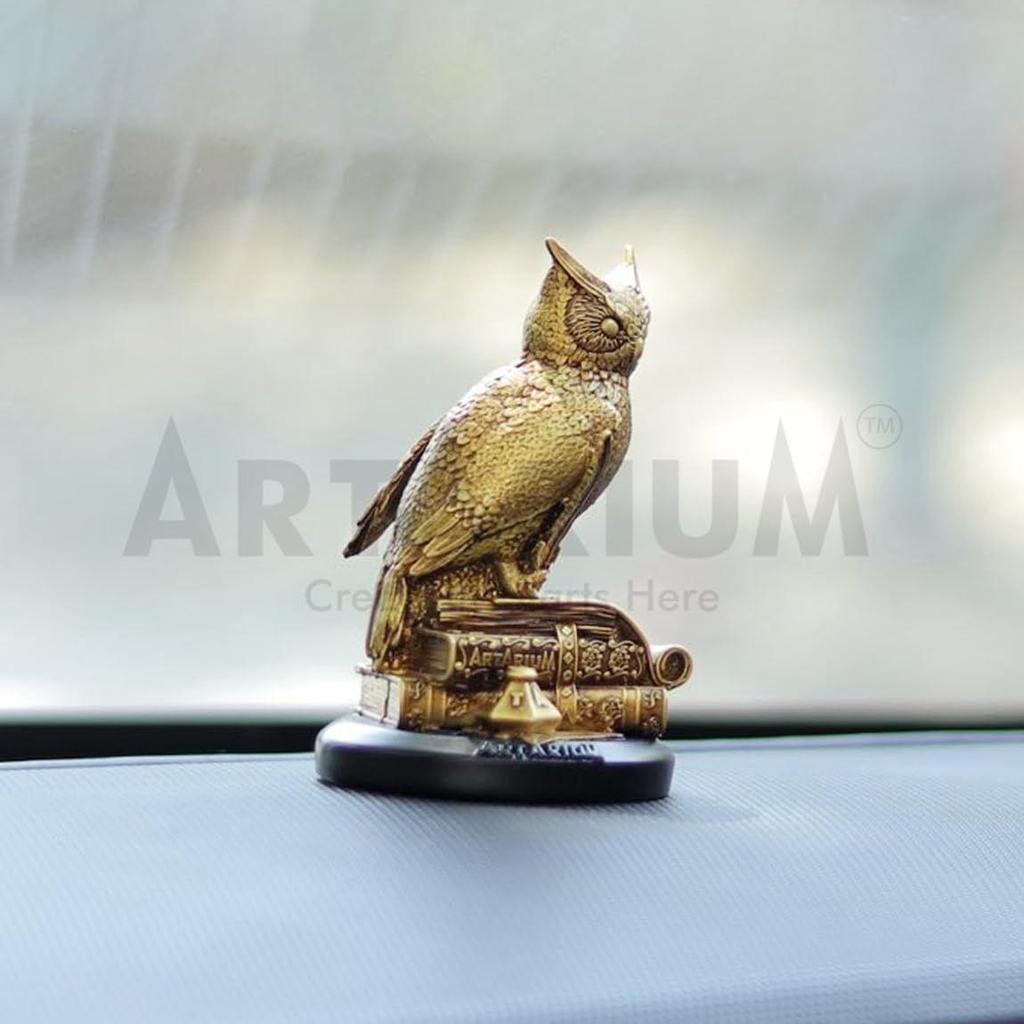 Fengshui Owl Statue Horned Owl of Wisdom Decorative Owl Showpiece Bird Statue for Car Dashboard Home Decor Living Room Decoration