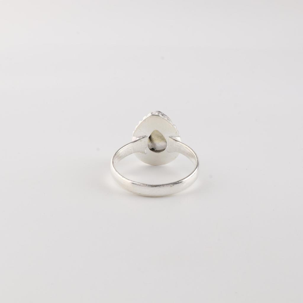 Natural Black Rutile Gemstone 925 Sterling Silver Jewelry Handmade Pear Design Ring For Wedding RR-77-28