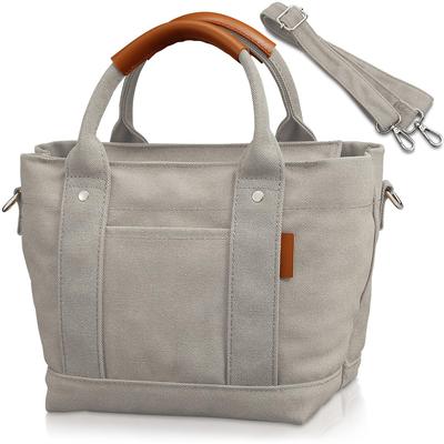 Mini Sacola Tote com Divisórias Sacola Tote de Lona para Mulheres e Bolsa de Ombro de Lona [Bis] [Alça Envolvida em Couro de Aparência Sofisticada] Homens, 2-Way,