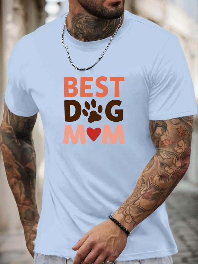 Short Sleeve TShirt BEST DOG MOM Mens 100 Cotton Pattern Printed Shirt Summer Round Neck Breathable Casual Fashion Cool Tee