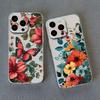 Vintage Flower Clear Phone Case For iPhone 12 11 13 Pro Max Mini 14 Pro Max Plus 7 8 Plus SE2 X XR XS Butterfly Plant Back Cover