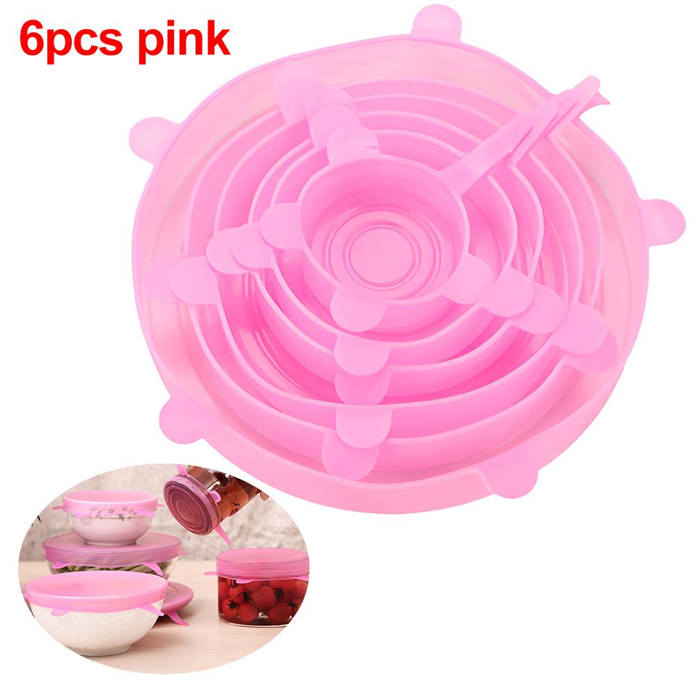 6 bucăți/set capac reutilizabil din silicon pentru alimente Capace elastice bol elastic capac cuptor cu microunde înveliș de bucătărie capace de păstrare proaspete din silicon