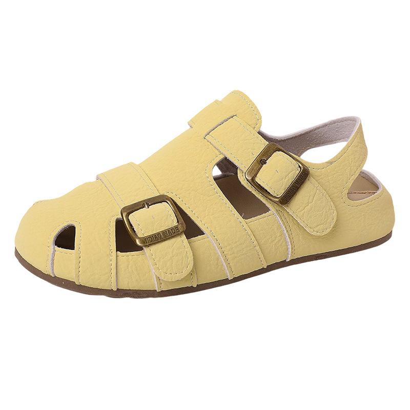 Fashion Retro Imitation Leather Hollow Two Wear Bag Head Sandals Women's 2025 Summer New Casual Versatile Half-drag Sandals