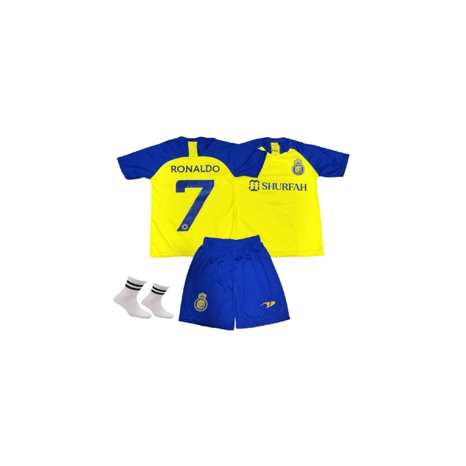 

Аль-Наср ФК Роналду New Season Kids Джерси желто-синий комплект из 3 шт.