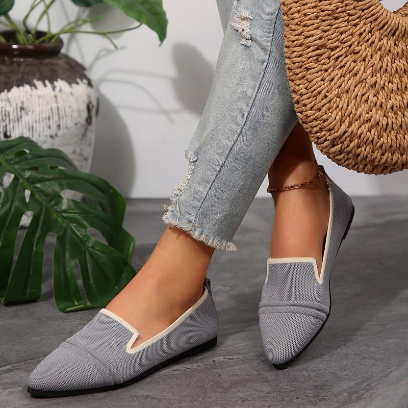 Women's Large Size Flat Shoes Spring and Summer Pointed Toe Fashion Flying Weaving Shallow One Foot Pedal Casual Overfoot Single Shoes