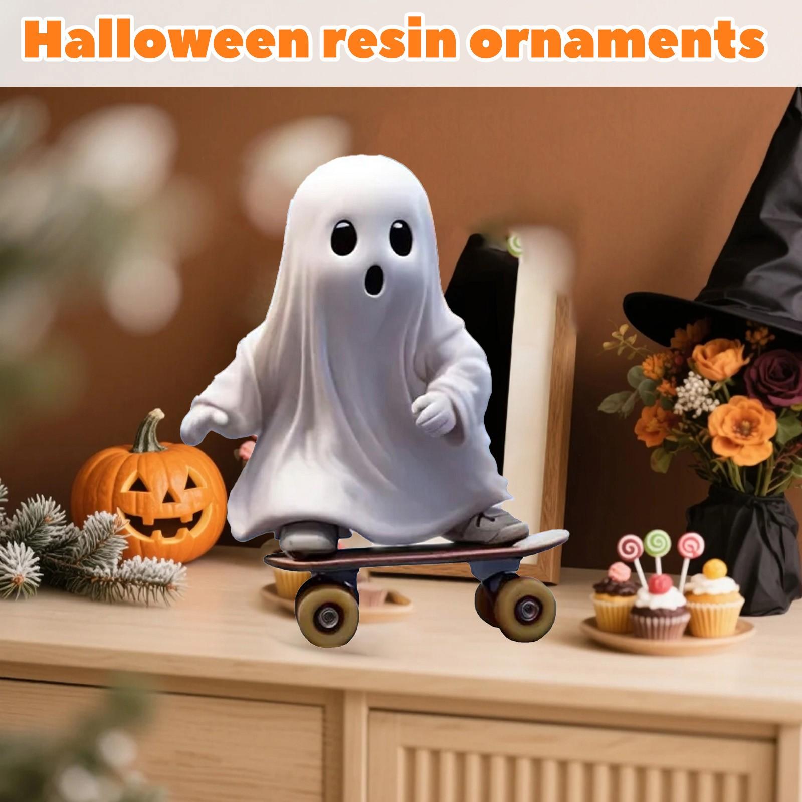 

Halloween Skateboarding Ghosts Resin Decorative Ornament One Size