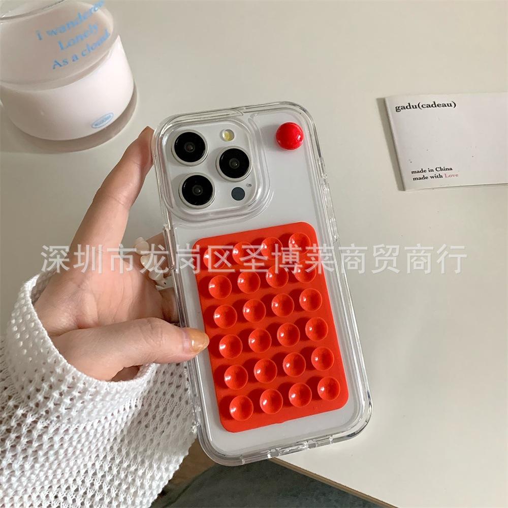 Simple and creative three-dimensional suction cup is suitable for iphone17promax Apple 15 mobile phone case niche new transparent