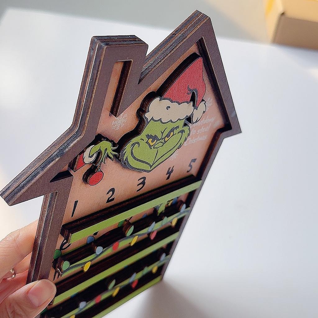 3D Christmas Countdown Calendar Wooden Wall Hanging Holiday Decoration Sign