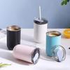 300ML Stainless Steel Coffee Cup Mug with Lid Simple Insulated Coffee Mug Thermal Bottle Heat-resistant Thermos Mug Drinkware for Daily Use