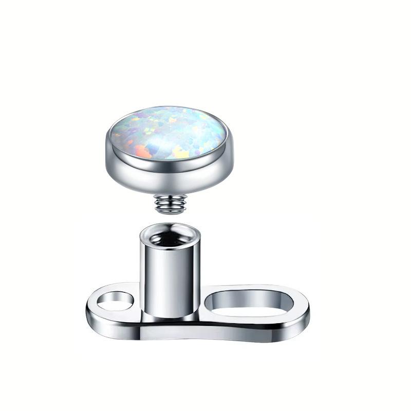 Rechts Grand ASTM F136 Titan 14G Dermal Anchor Top Mit Natürlicher Grüner Moosachat Basis Microdermal Piercing Körper Schmuck 4mm, M1.2 thread