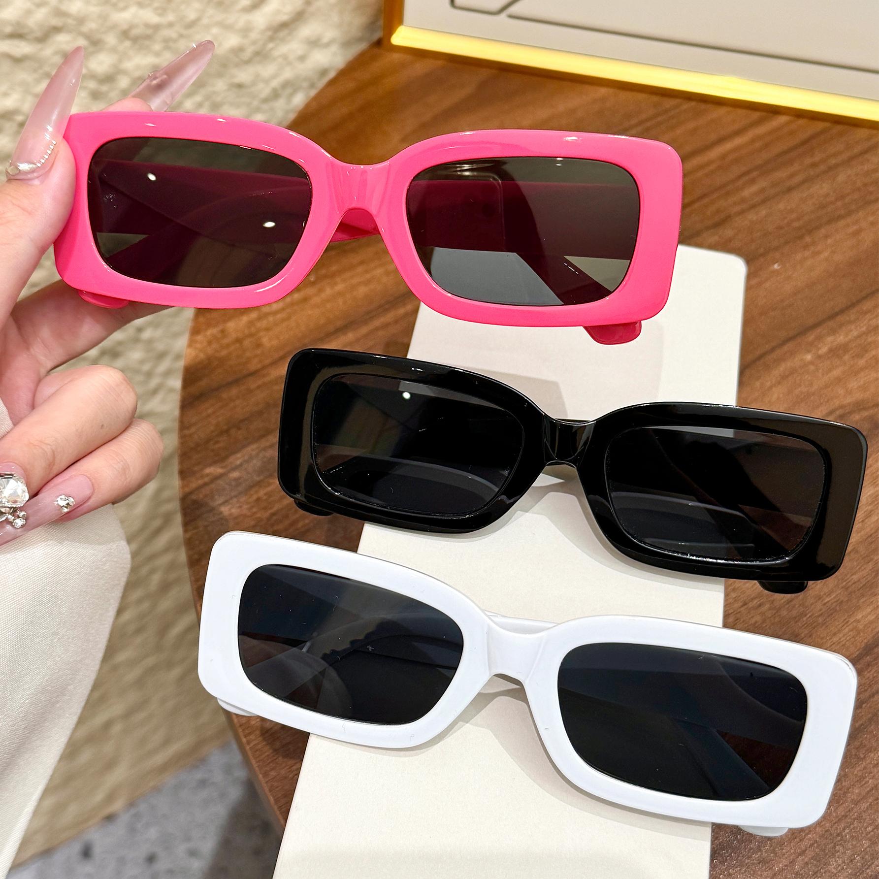 3Pcs Rectangular Sunglasses Women Men Polygon Retro Square Sun Glasses Female Eyewear Unisex Glasses