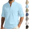 Nova blusa casual masculina camisa de linho de algodão solto topos manga longa camiseta primavera outono casual bonito camisas masculinas
