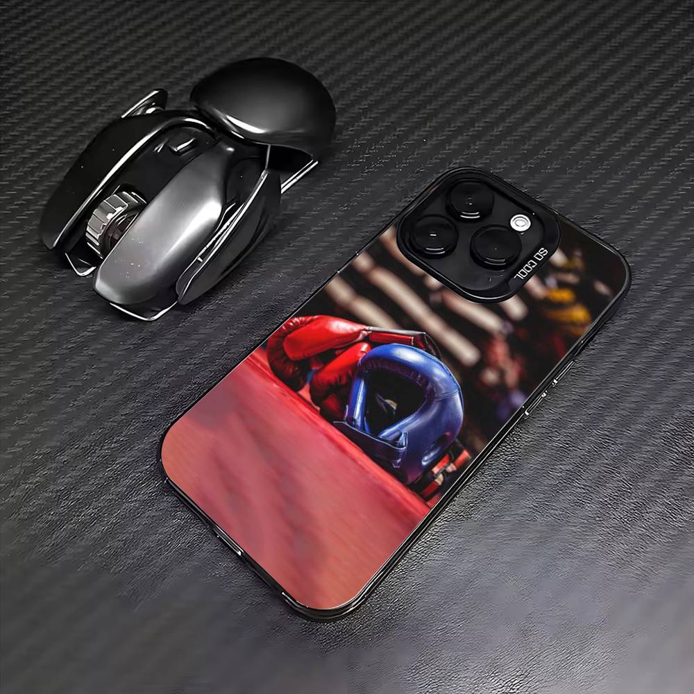 Boxing wallpaper Phone Case For iPhone17,16,15,14,13,12,11 Plus,Pro Max Colored Silver Plated Inside Cover