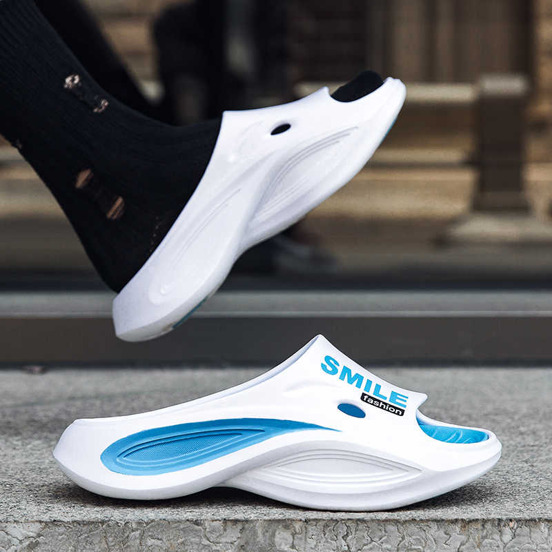 Fashion Sumer Light Weight Big Size Men's Slippers Black White Sneakers Shoes Rubber Sandals Man Sports On Sale Classic