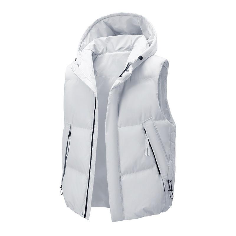 Hooded Down Cotton Vest Men's Autumn and Winter Thickened Thermal Vest Casual Simple Vest Couple Top Tide