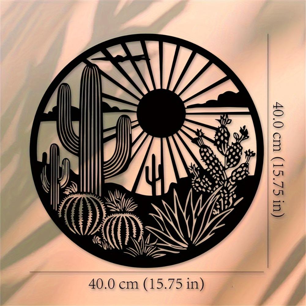 

Minimalist Cactus Sunset Sand Metal Wall Art, Durable Outdoor Sign Home Party Decor Classic Hanging 16in