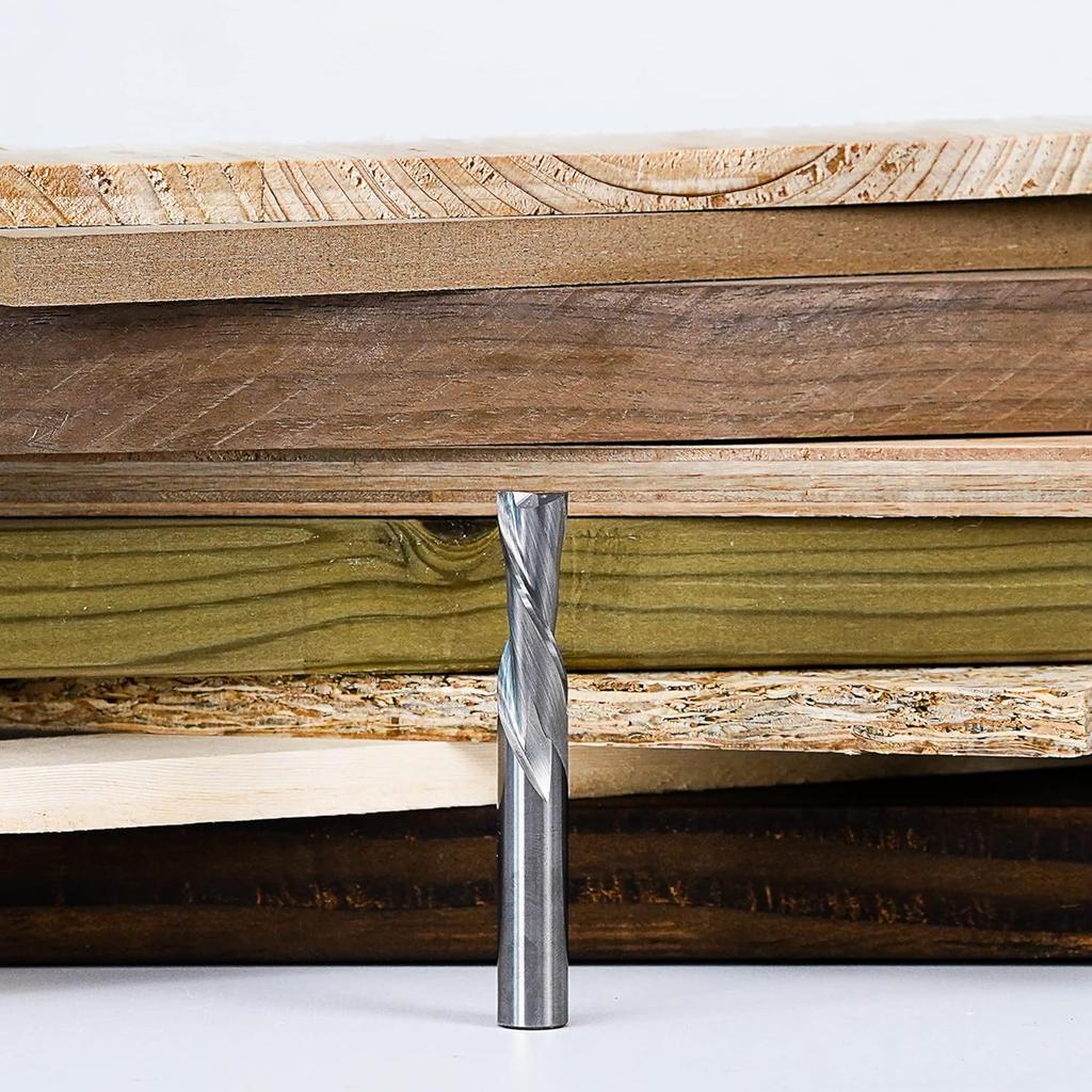 SpeTool Spiral Downdcut Router Bits with 1/2 Inch Shank, 1/2 Inch Cutting Diameter Solid Carbide CNC End Mill for Wood Carving, Plunge Cut