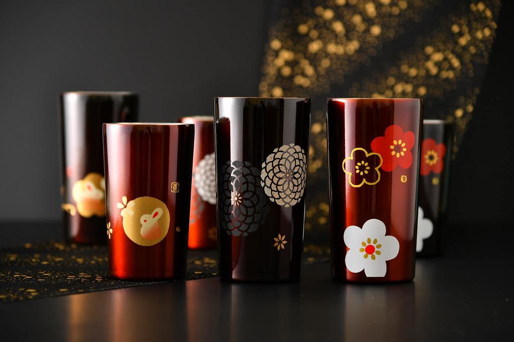 Tatsumiya Floral Plum Blossom Design Vacuum Stainless Steel 56925 (Tatsumiya) Tumbler, Shunkei, 450mm,