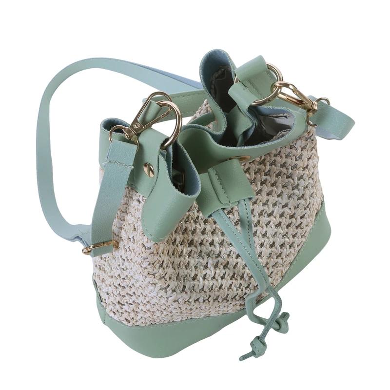 

Bucket bag For Women Drawstring Handbag Beach Straw Woven Crossbody Bags Fashionable Simple And Elegant Summer Messenger Bag sac
