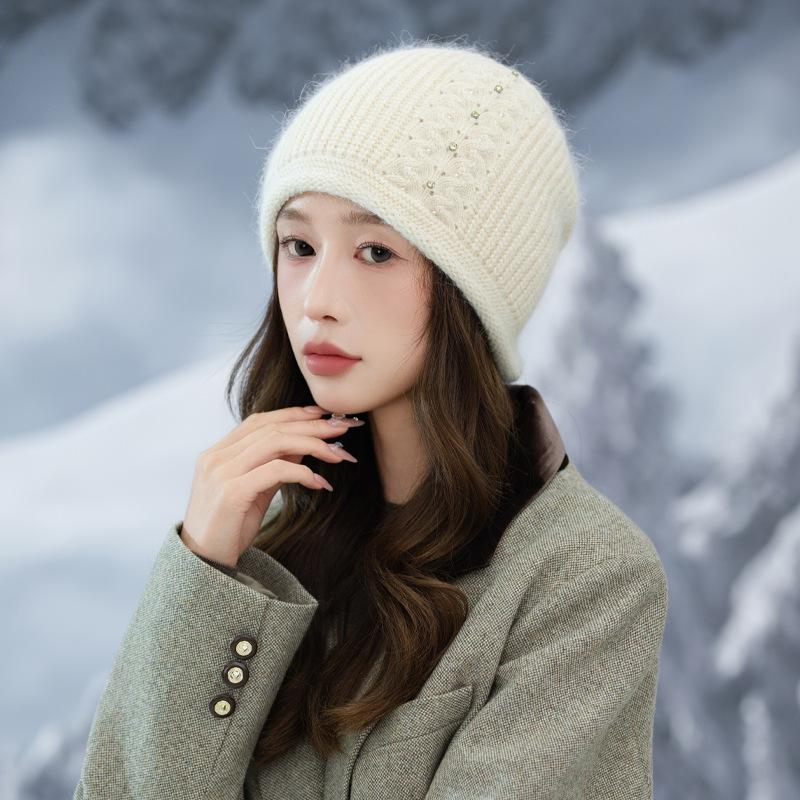 Twist Pearl Rabbit Fur Wool Hat Autumn and Winter Outdoor Cold Warm Hat Stack Hat