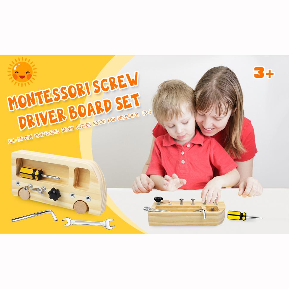 10 Adet Çocuklar Ahşap Montessori Tornavida Tahtası Seti, Çocuklar için Gerçek Araçlar, Çocuklar için Temel Beceriler Eğitim Duyusal eğitici oyuncak Bebekler Okul Öncesi