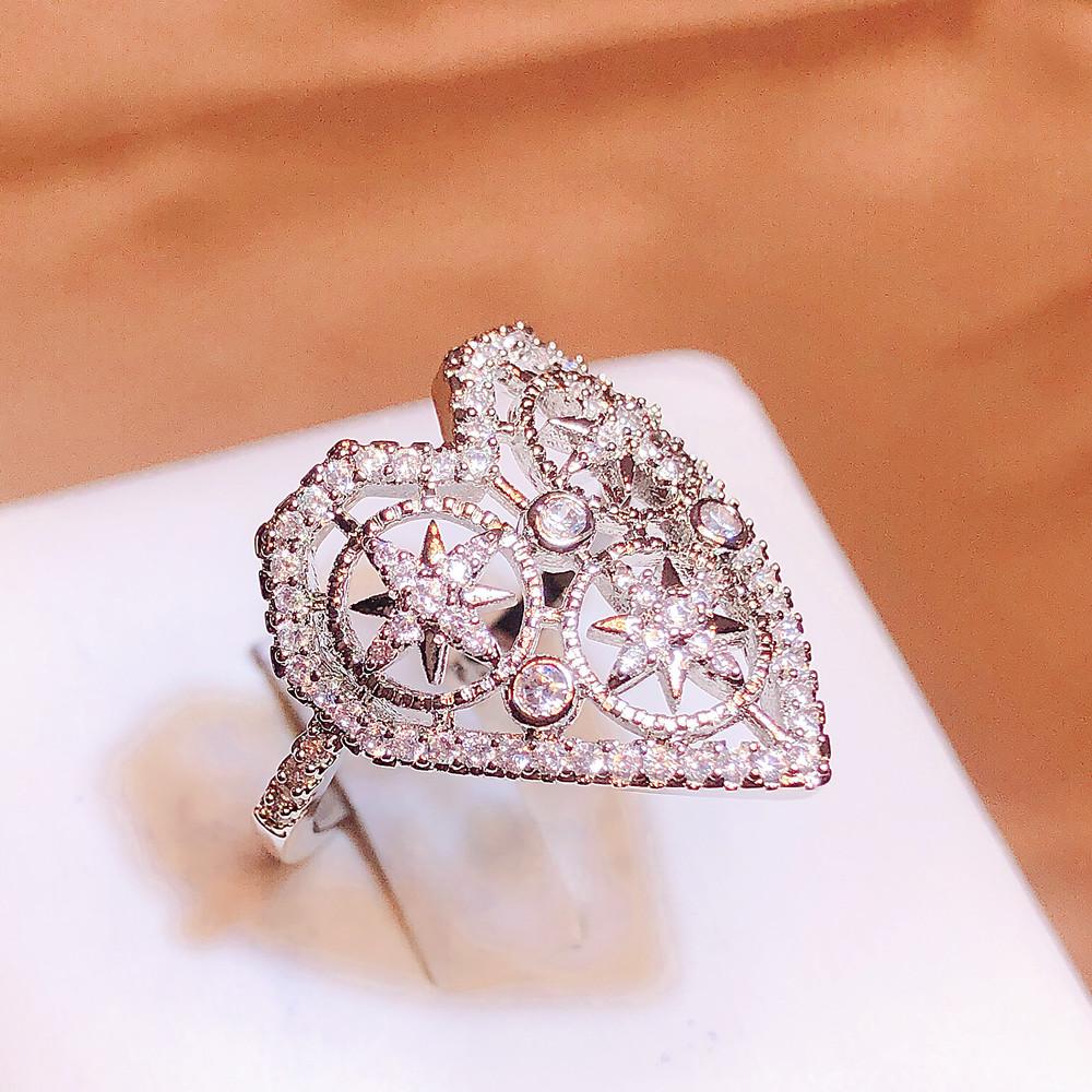 Inel de zircon AAAA în formă de inimă de modă Inel gol în formă de inimă Bijuterii de mireasă simple, cadou de zi de naștere, inele de logodnă