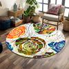 Colorful Mandala Floral Pattern Design Print Round Rug, Living Room, Bedroom, Playroom Carpet, Non Slip Floor Mat, Gift