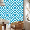 Wallpaper Casual checkerboard turquoise, white and celadon 50x1000