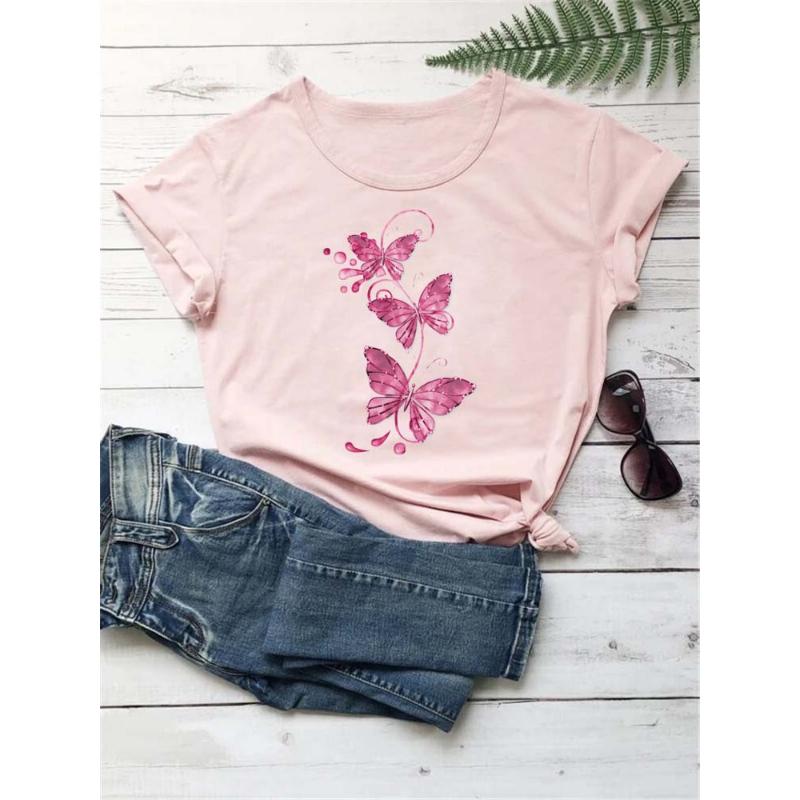 

Maycaur Новая модная женская футболка с цветочным принтом в виде бабочек, летняя одежда, футболка, женский топ, женская футболка с графическим принтом XS