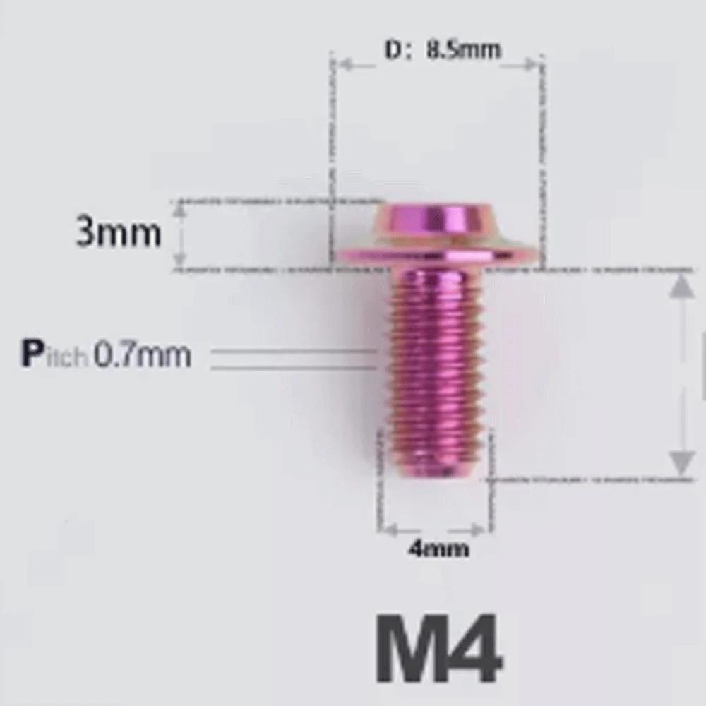 

1 PC Colorful M4 X 8 10 12 14 16 18 20 25mm GR5 Titanium Alloy A3 Mushroom Head Flange Screw Bolt T20 Torx for Motorcycle M4x10mm фіолетовий